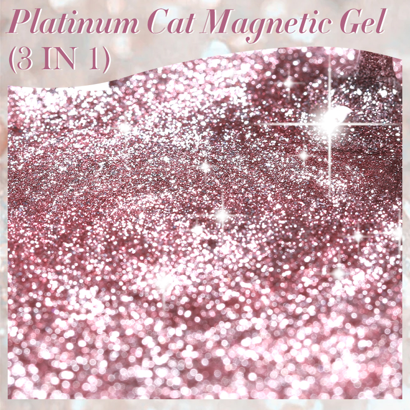 LILYCUTE 7ML 3 IN 1 Platinum Rose Gold Cat Magnetic Gel เล็บ Moonlight Magnetic Gel เคลือบเงา Glitter กึ่งถาวร UV เจล