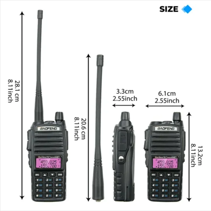 BaoFeng UV-82 Real 8W Walkie Talkie Dual Band VHF/UHF Two-Way Radios 2800mAh
