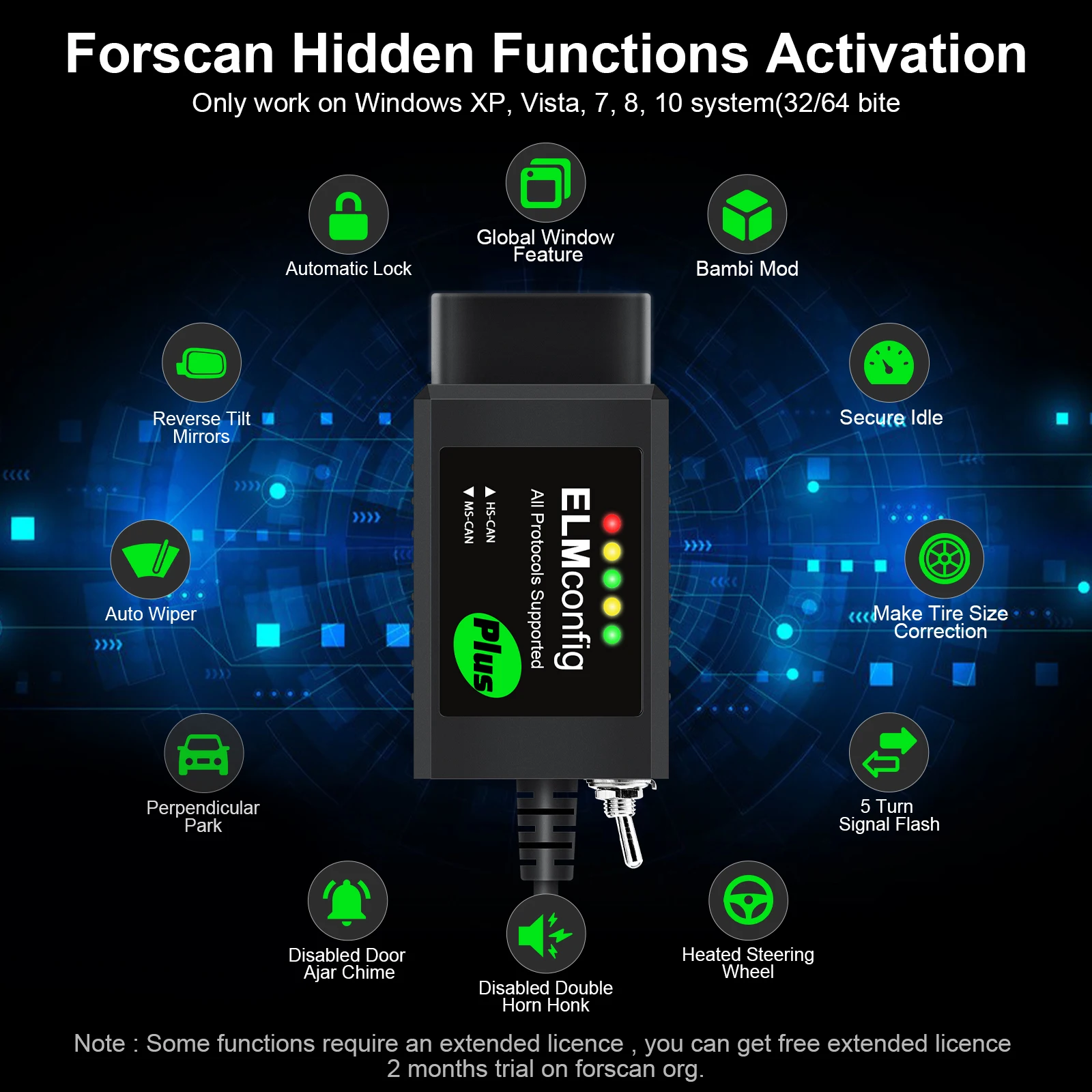 Para ford forscan usb obd2 elm327 v1.5 com interruptor ch340 pic18f25k80 chip forscan foccus hs pode e ms pode ferramenta de diagnóstico do carro