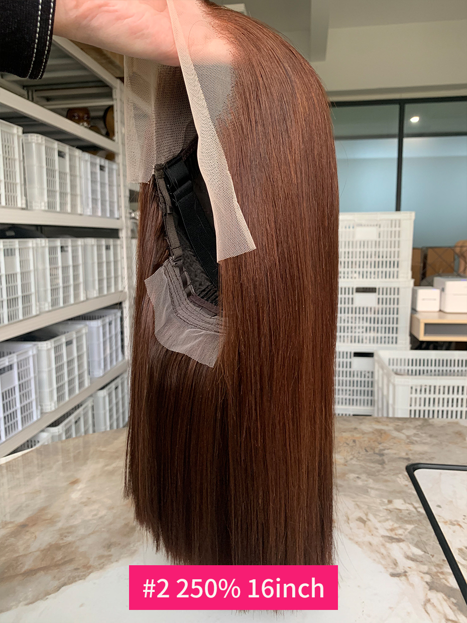 # 2 коричневых шоколадных цвета, плотность 250, кружевной фронтальный парик, человеческие волосы, необработанные вьетнамские двойные нарисованные 13x4, боб, парики из натуральных волос на кружеве спереди