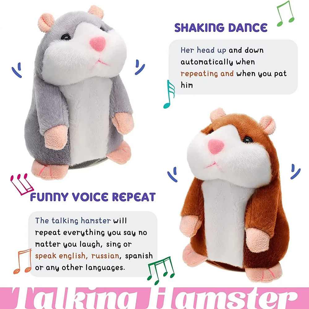 Minin hamster aprender a imitar falando, brinquedo de pelúcia animal engraçado falando nod hamster boneca calmante chorando brinquedo do bebê crianças presente