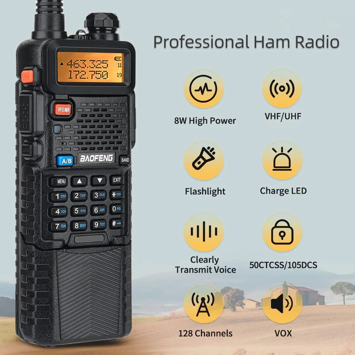Baofeng UV-5R 8W Walkie Talkie High Power Long Range Two Way Radio Tragbare Kommunikation Amateurfunk für Camping