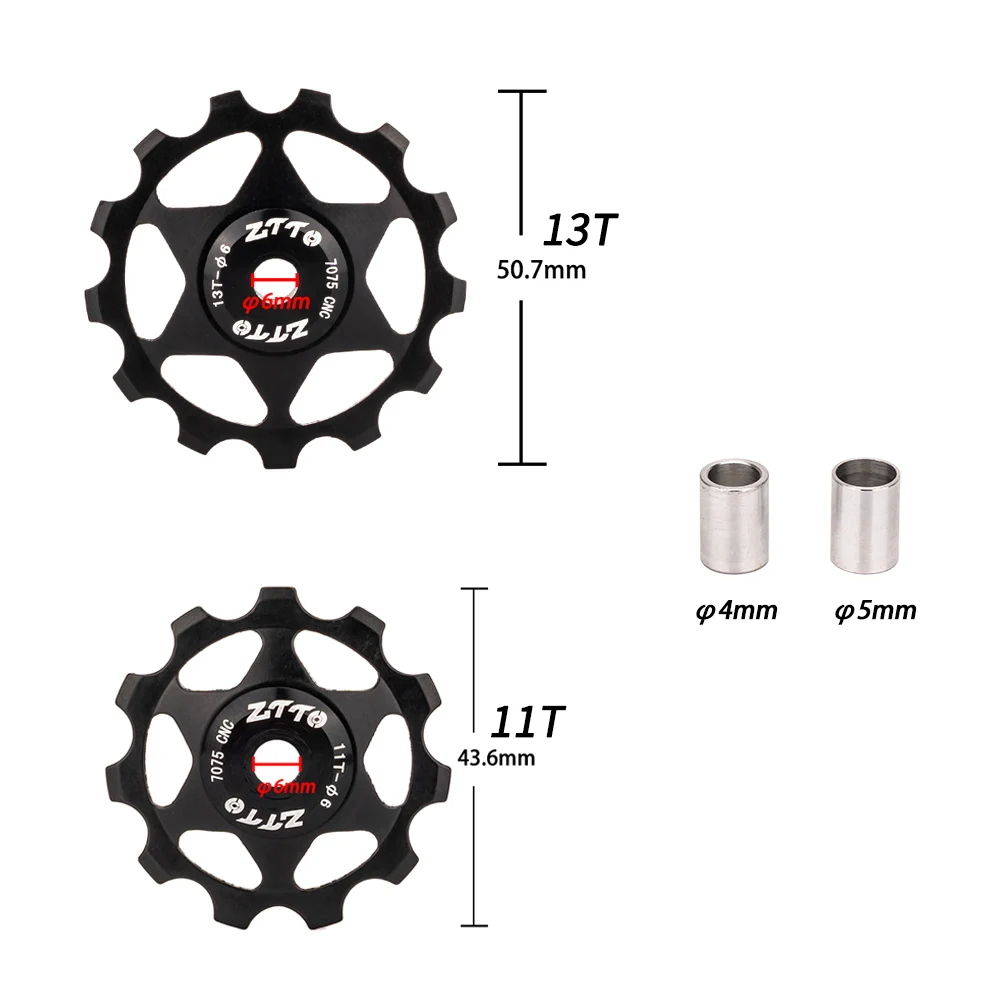 ZTTO MTB 自転車リアディレイラージョッキーホイール 11T 13T スチールベアリングプーリー AL7075 CNC ロードバイクガイドローラーアイドラー 4 ミリメートル 5 ミリメートル 6 ミリメートル