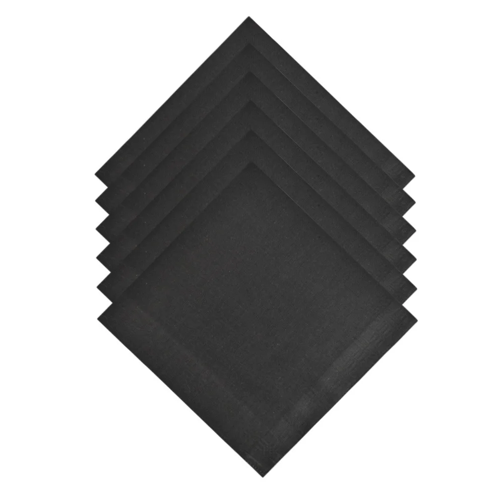 3-6PCS gekämmte Baumwolle Universal Retro Jacquard Taschentuch 43cm/16,9in rein schwarz Hochzeit Party Geschenk elegantes Design Beerdigung Supp