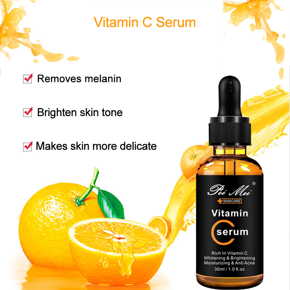 Produtos de cuidados com a pele vitamina c soro facial iluminar a pele clarear manchas ácido hialurônico rosto essência produtos de cuidados com a pele 30ml