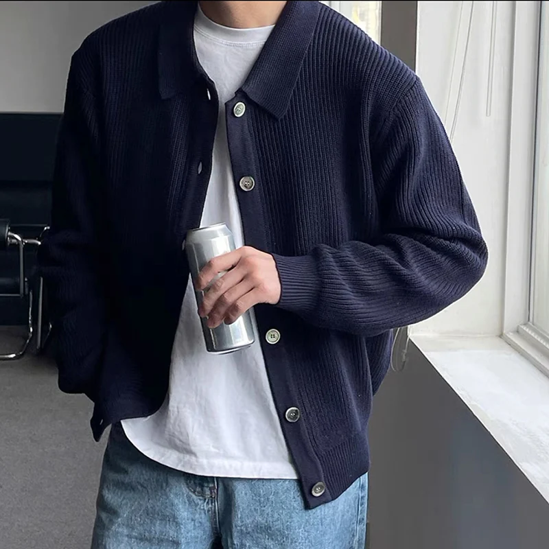 Männer Mode Täglichen Outer Strickjacke Herbst Winter Koreanische Casual Langarm Pullover Baggy Verdicken Thermische Gestrickte Pullover Männlich