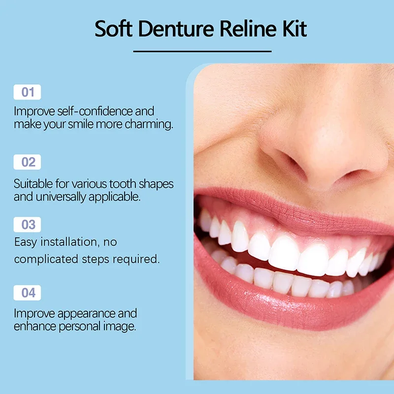 Denture Silicone Kit Silicone Liners Soft Kit Soft Denture Kit Teeth Upper And Lower Set Easy Use Dental care