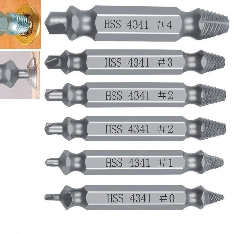 Extractor de tornillos dañados, juego de guías de brocas, herramienta de extracción de tornillos pelados, fácil de sacar