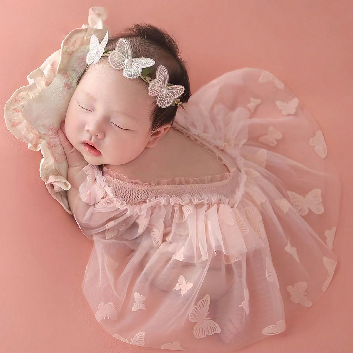 Ylsteed Наряд Для Фотосессии Для Маленьких Девочек, Комбинезон Из Полиэстера С Цветочным Принтом И Повязкой На Голову