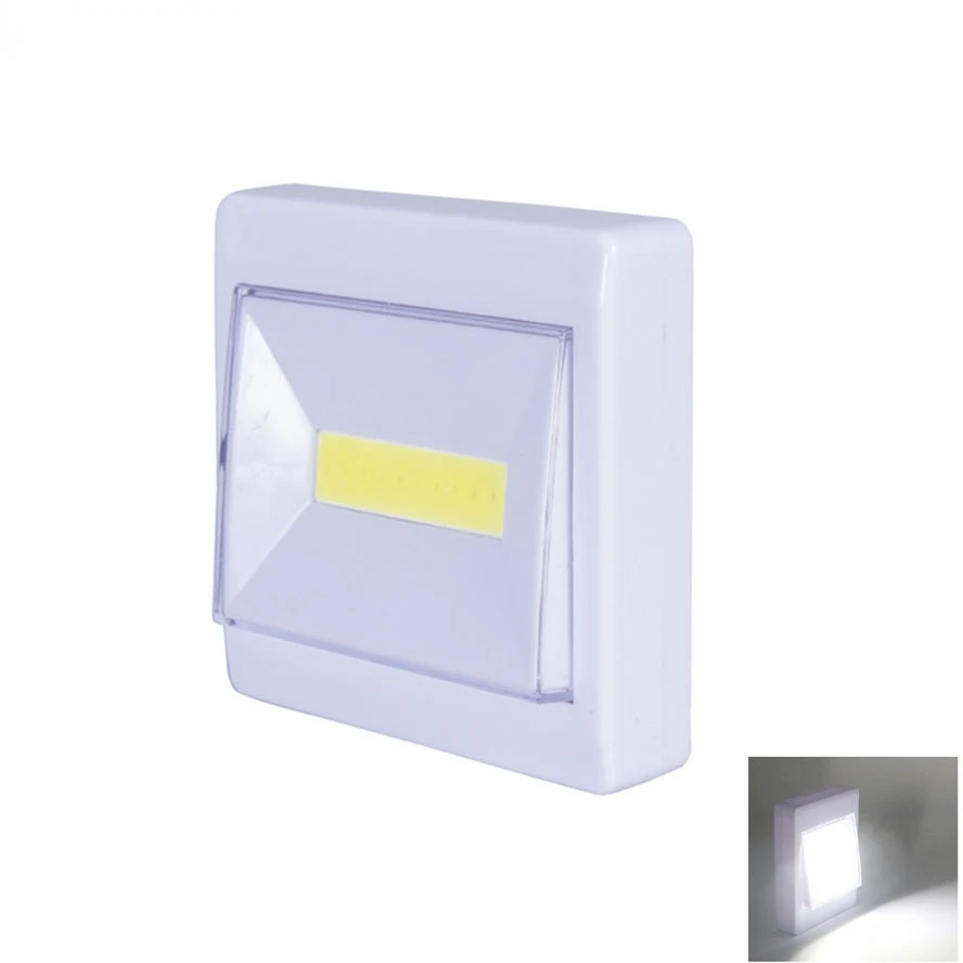 Luz LED nocturna superbrillante, luces LED COB de 3W para armario, lámpara con interruptor operada por batería para camino, escaleras, armario, iluminación