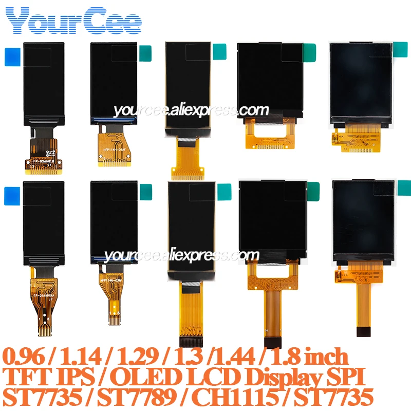0,96 дюйма 0,96 1,14 1,3 1,44 1,8-дюймовый HD IPS TFT-дисплей ЖК-экран 1,29 дюйма OLED 128*128 135*240 80*160 ST7735 ST7789 CH1115 ST7735