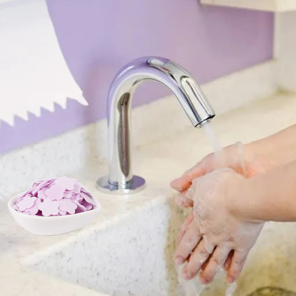 Folhas de sabão de pétala portátil folha de papel de sabão portátil e dissolvível para lavagem e limpeza das mãos mini sabão de acampamento dissolvível