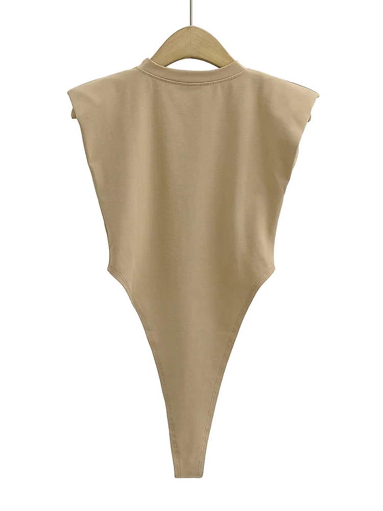 Sexy tops dames zomer bodycon bodysuit uit één stuk gewatteerde schouder bodysuit zwarte mouwloze bodysuits voor dames wit