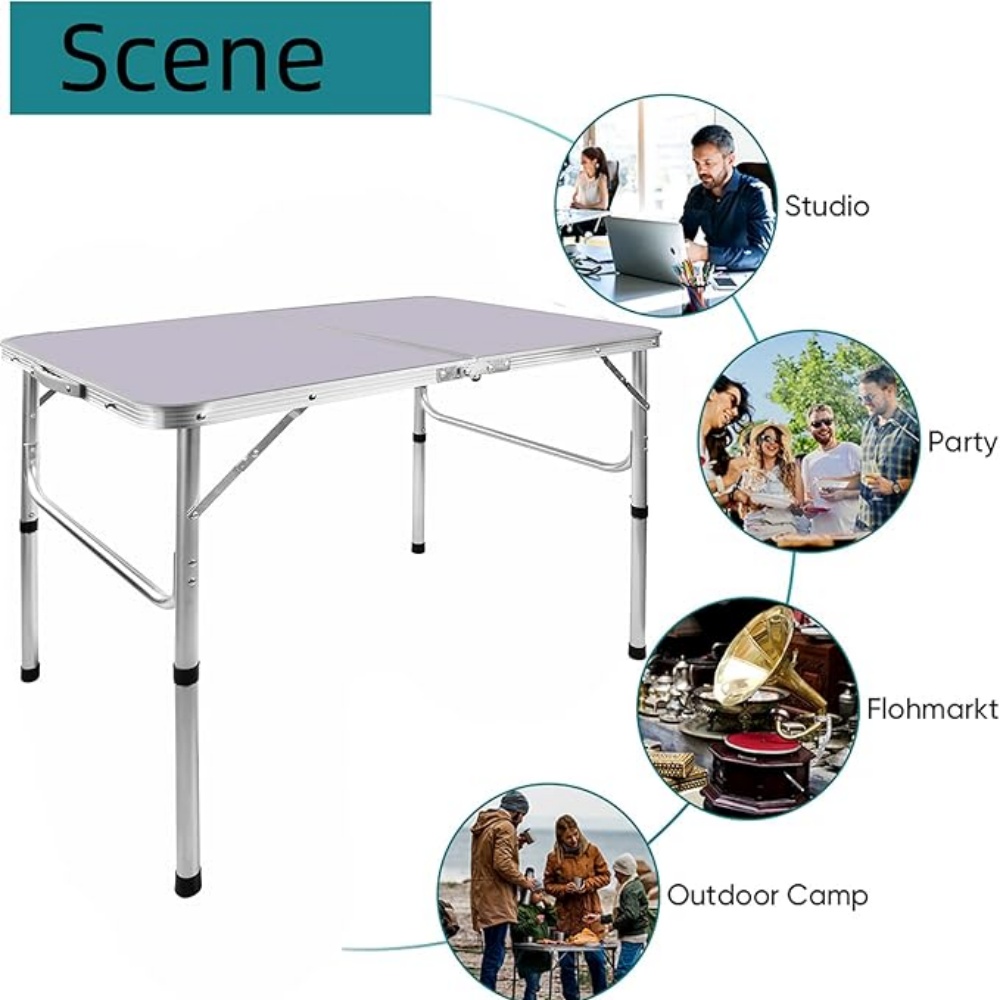 Mesa plegable de 3 pies/90cm, mesa de Camping portátil ligera, patas de goma antideslizantes, mesa plegable de aluminio y acero de primera calidad