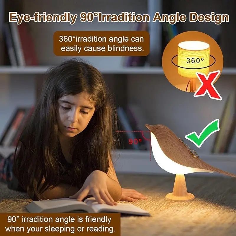 3 Colors Wooden Magpie Bird Night Lights LED Touch Sensor Controlled Dimmable Charging Lamp Aromatherapy Decoration Atmosphere