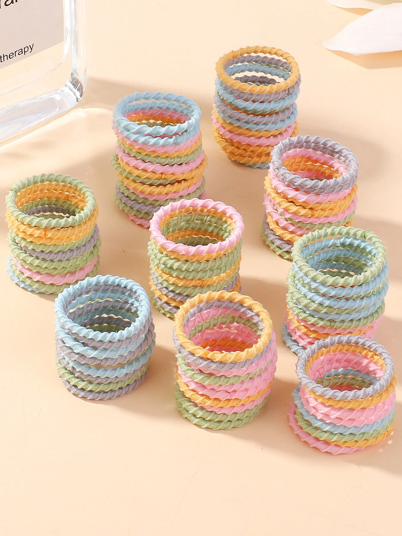 100 pçs bebê 2cm faixa de borracha colorida não machuca o cabelo pequeno anel de polegar fio elástico alto criança crianças scrunchies conjunto