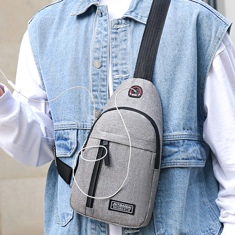 Nuova borsa da petto in tela di nylon da uomo - Borsa a tracolla singola stile casual e sportivo con cinghie sul petto