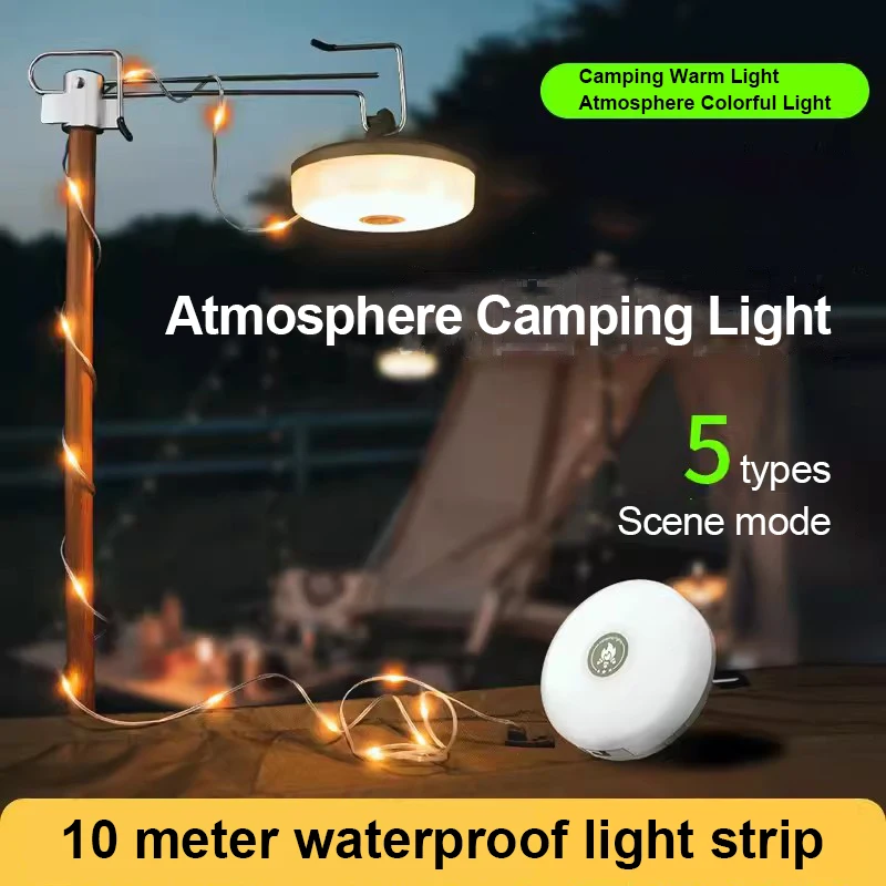 LED Garland Camping Light With Retractable Campify Lamp String LightsColorful Festive Atmosphere Party Tent Lighting Glow Camp