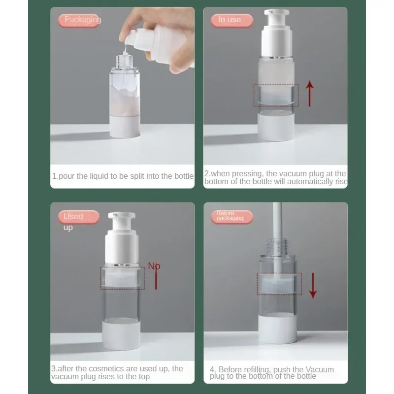 15ml 30ml 50ml 80ml 100ml Trasparente Airless Crema Cosmetica Pompa Bottiglia Formato Da Viaggio Dispenser Contenitore di Trucco per Crema Gel Lozione