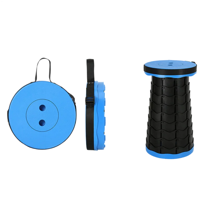 Taburete plegable telescópico portátil para acampar y pescar, taburete de plástico para llevar a mano en el hogar