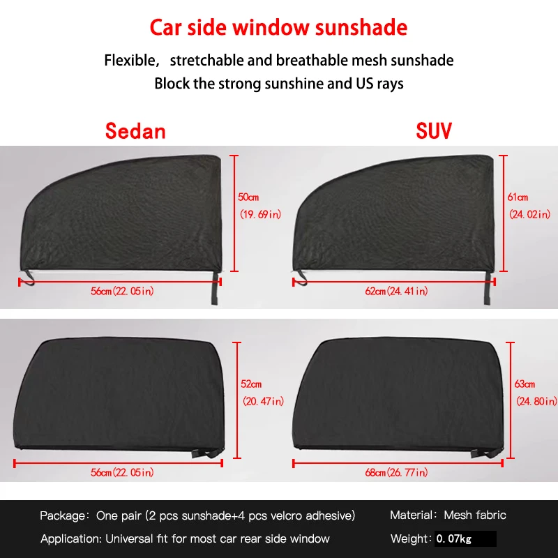 2 Stuks Sedan/Suv Auto Zonnescherm Styling Accessoires Auto Uv Beschermen Gordijn Zijruit Zonnescherm Mesh Zonneklep bescherming Films