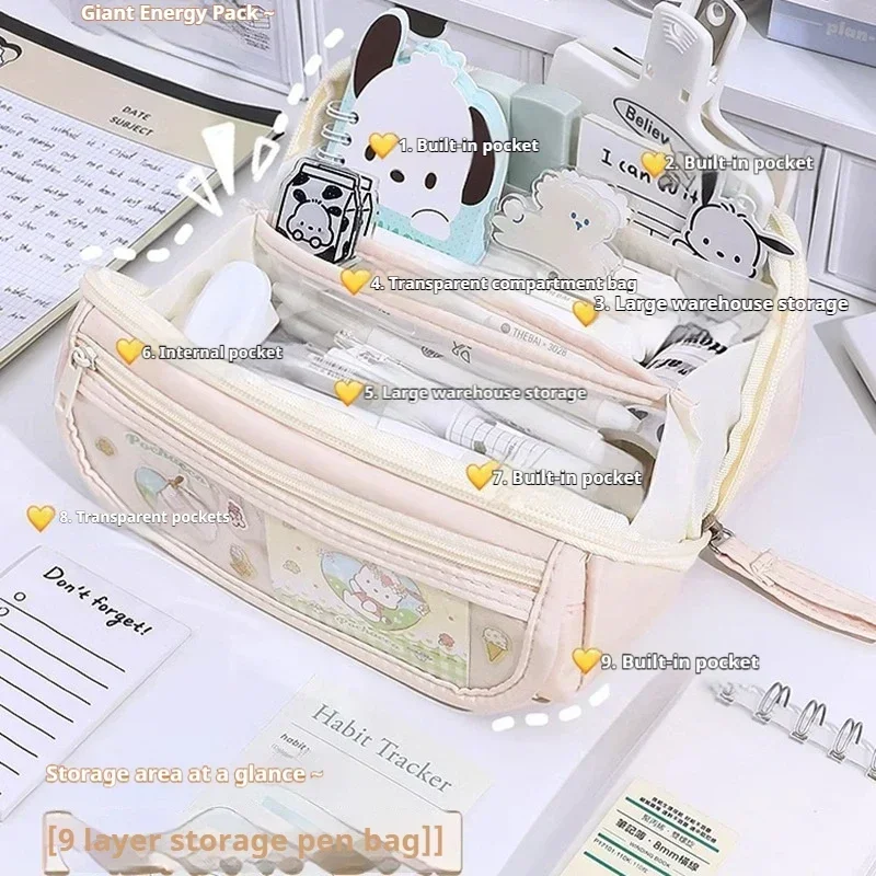 Astuccio Kuromi per studenti delle scuole medie e delle scuole elementari Astuccio per matite simpatico cartone animato a 9 strati di grande capacità