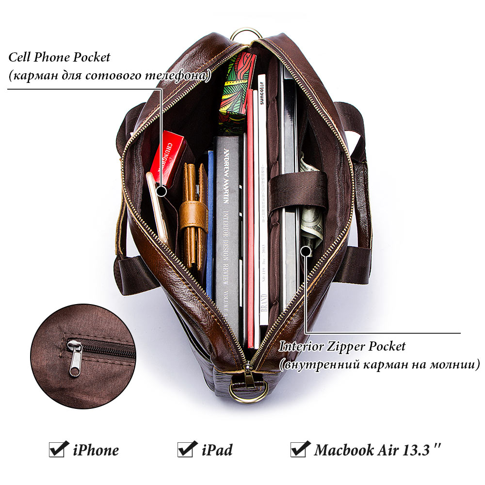 Borsa da ufficio portatile in vera pelle da uomo per borsa per laptop Borse a tracolla messenger da lavoro di alta qualità da viaggio