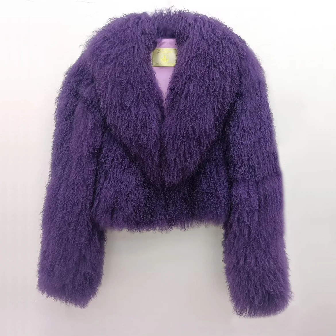 Jaqueta de pele de ovelha da mongólia real feminina elegante branco fofo sólido engrossar quente mangas compridas casacos inverno chique