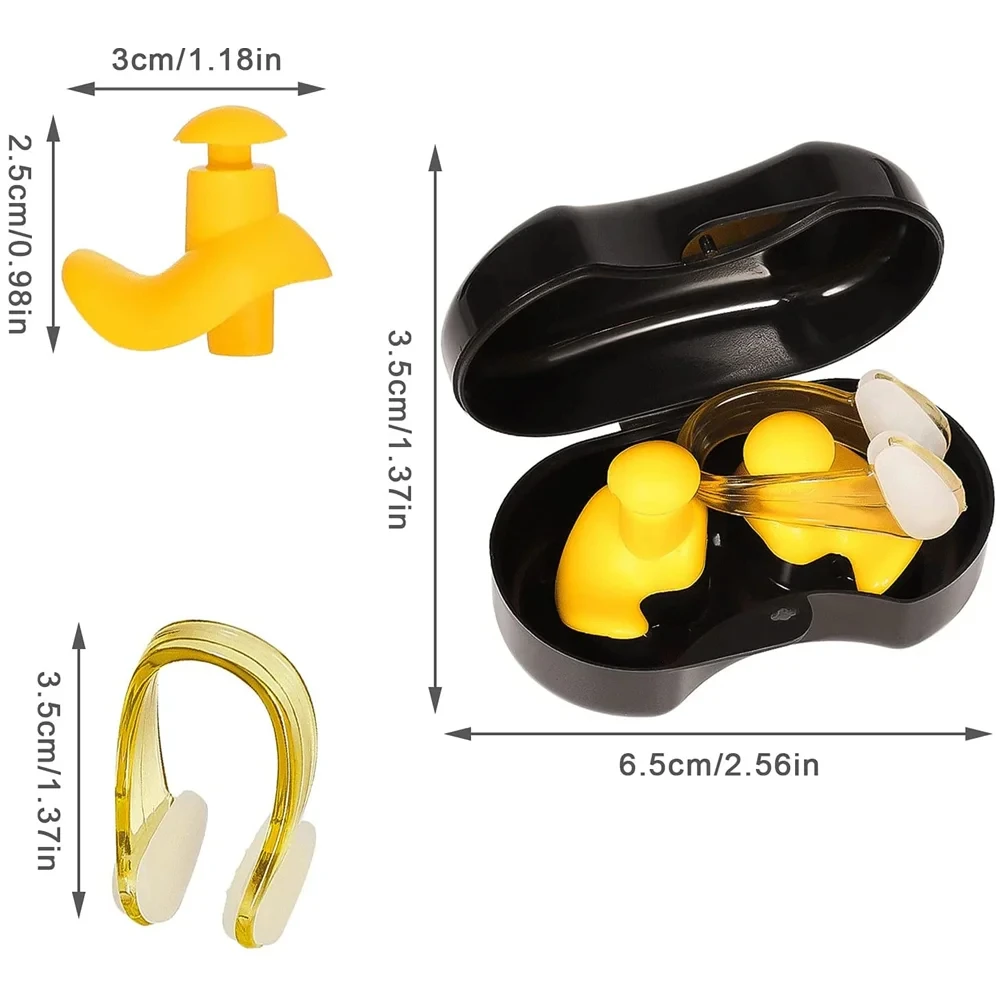 Silicone Swimming Earplugs with Nose Clip Set - Noise Cancelling Sleep Earplugs, Waterproof Soundproof Eco-Friendly Design