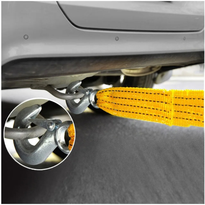 Cavo di traino per auto da 4 m, resistente, da 5 tonnellate, per traino, corda da traino, ganci per furgone, recupero stradale, per Audi Benz Buick Skoda Mazda Ford Toyota BMW