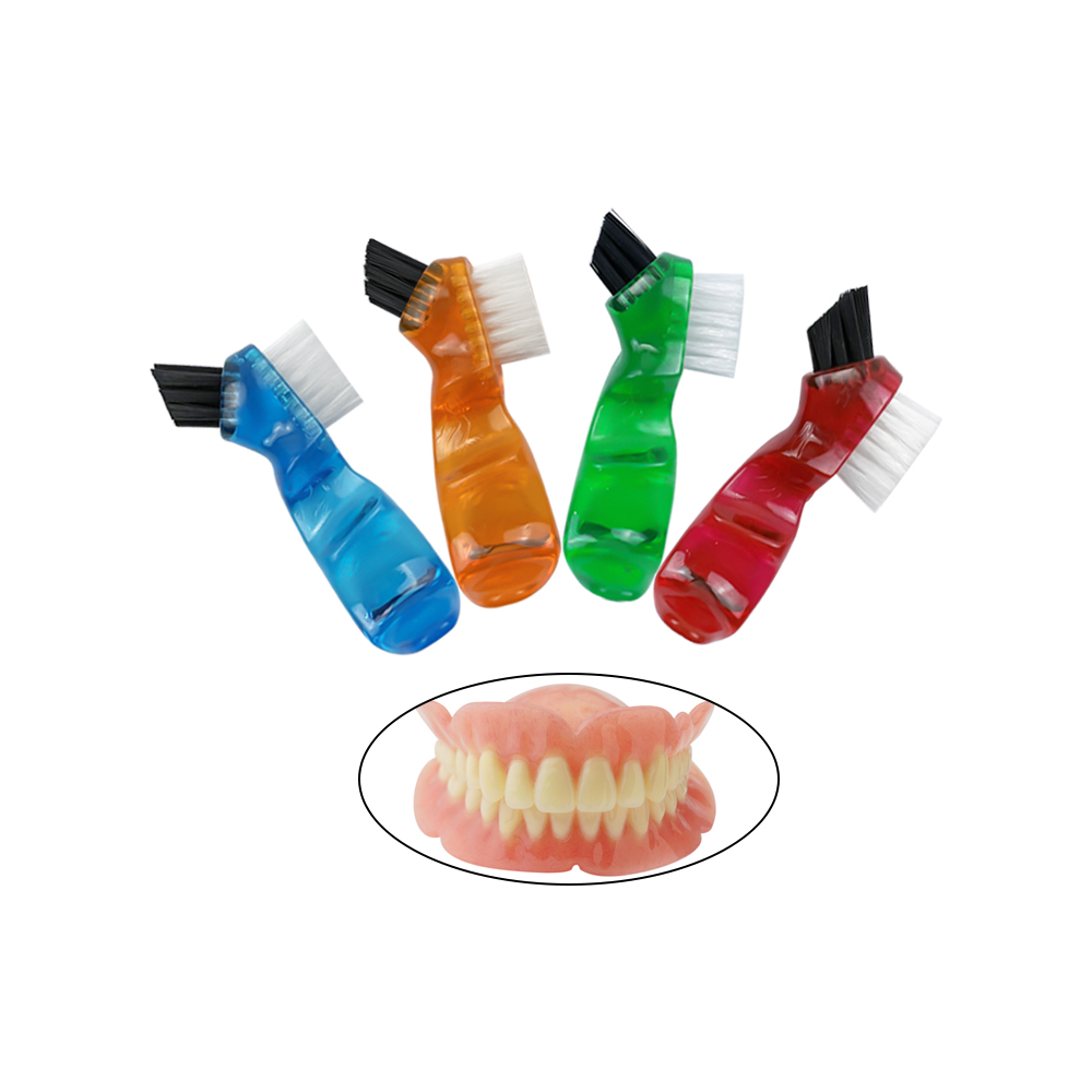 Mini T-shape Denture Brush Cleaning Toothbrush Gum Cleaner False Teeth Brushes Oral Care Multi-Layered Bristles Single Sided