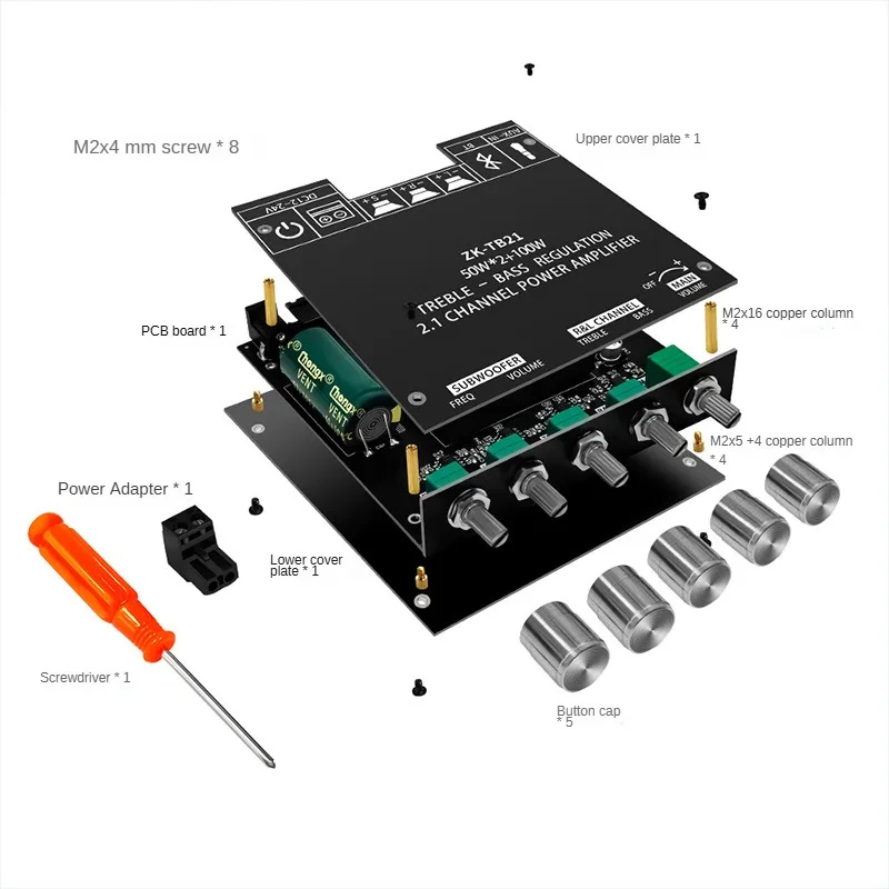 ZK-TB21 2.1 Kanal Bluetooth Digital Power Verstärker Modul High und Low Tone Subwoofer Neutra USB Bluetooth Adapter