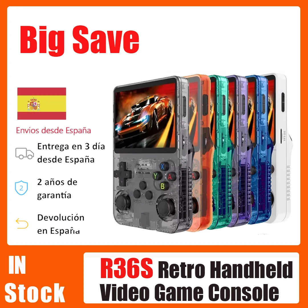 Console per videogiochi portatile retrò Open Source R36S Sistema Linux Schermo IPS da 3,5 pollici Lettore video tascabile portatile R35S Giochi da 64 GB