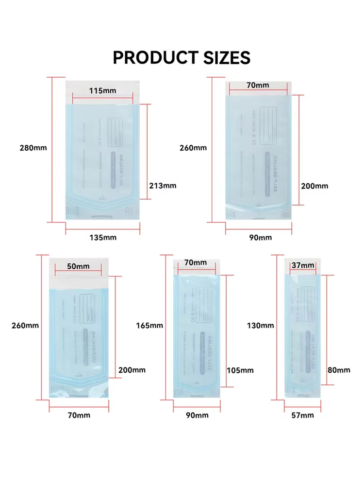 Pochettes de stérilisation jetables auto-scellantes, 5 tailles, accessoires de tatouage, fournitures, sacs propres auto-adhésifs, 200 pièces/sac