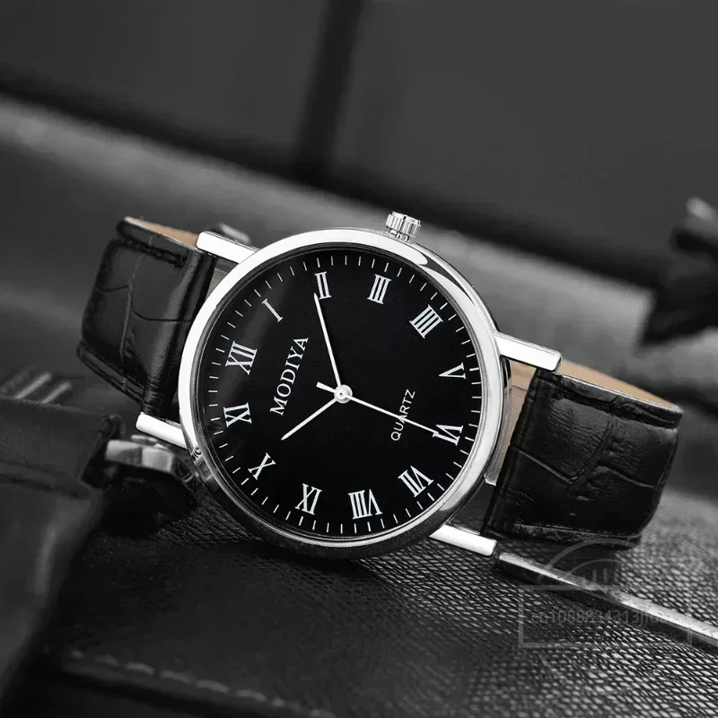 Reloj de pulsera de cuarzo para hombre y mujer, cronógrafo analógico con correa de cuero de lujo, informal, sencillo