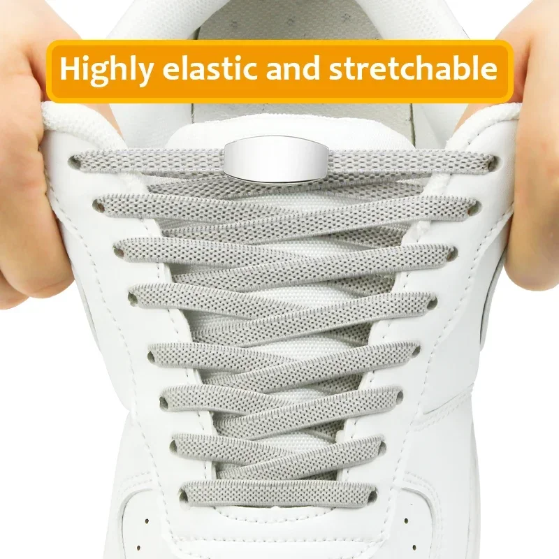 1Pair Metal Lock Elastic Tieless Shoelaces Sneakers Lazy No Tie Shoe Lace for Kids Adult Sneakers Metal Lock Laces Shoe Strings