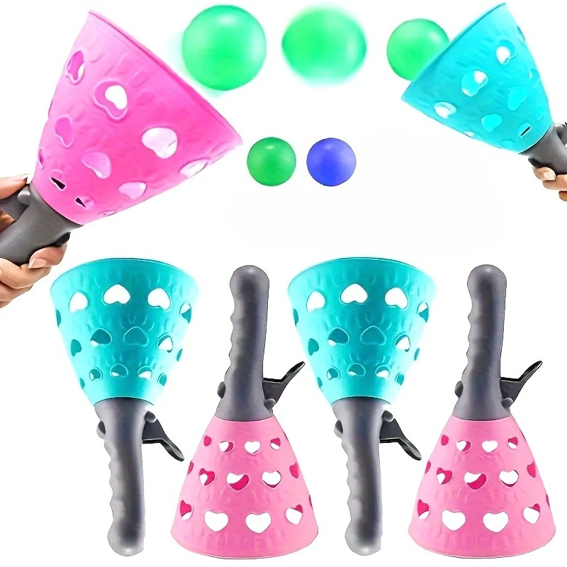 Brinquedo interativo de tiro e captura de bola pai-filho para 2 pessoas, bola de tiro e captura com 2 lançadores de captura e 2 bolas