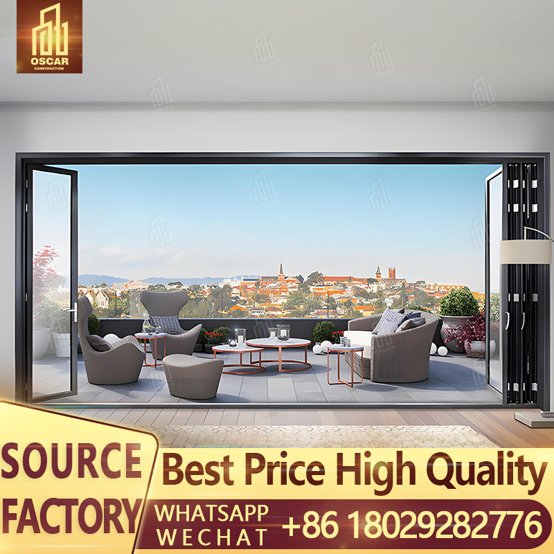 customized Aluminum Alloy Double Tempered Glass Sliding Door Balcony Courtyard avoid Hurricane impact Sliding Door for sale