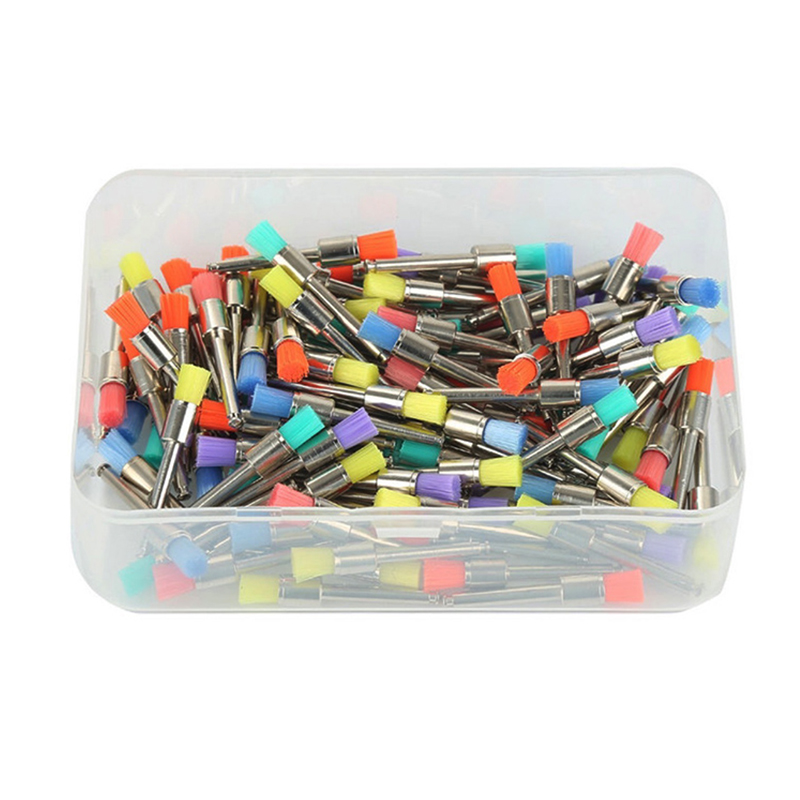 100 ชิ้นทันตกรรม Prophy แปรงขัดขัดไนลอนทิ้งสลักประเภทผสมสี Plat ใช้สําหรับคราบและภาษาโปลิชคํา