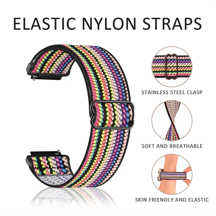 20mm/22mm Band For Amazfit GTS 4/2/2e/3/GTS 2 Mini/GTR 4/3/Pro/GTR2/47mm/stratos Nylon Elastic Watch Bracelet Amazfit bip strap