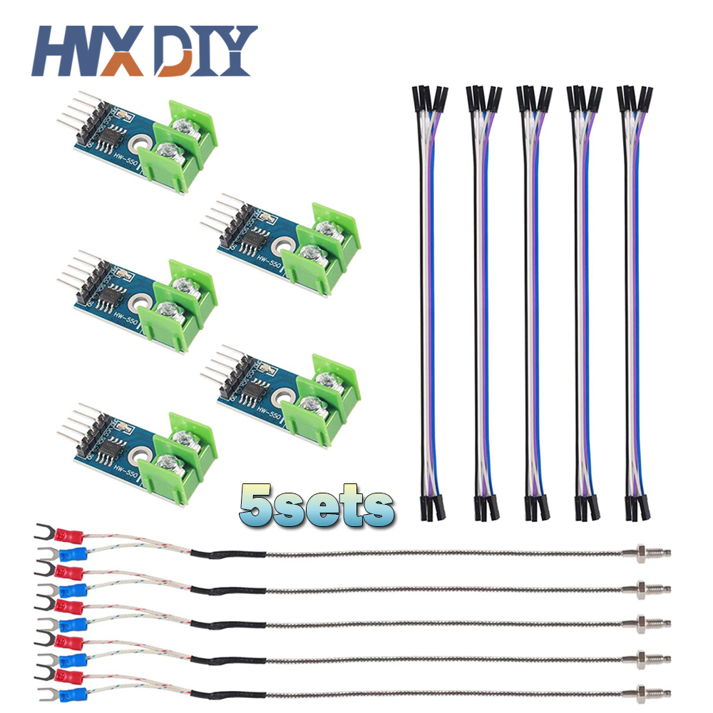 5Set DC 5V MAX6675 Module + K Type Thermocouple Temperature Sensor M6 UNTUK Arduino Raspberry Pi