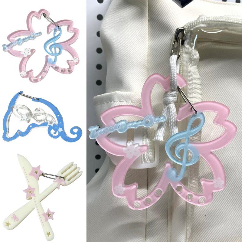 DIY nuevo dibujo animado lindo notas musicales mosquetón acrílico colgante para teléfono móvil INS acrílico bolsa encantos mochila accesorios colgantes