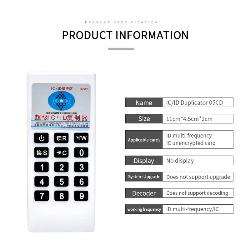 5YOA CDW02 RFID Reader 125Khz 13.56MHz Frequency IC Card Writer Access Tag Duplicator Cloner 5577 Copier Security Access Control