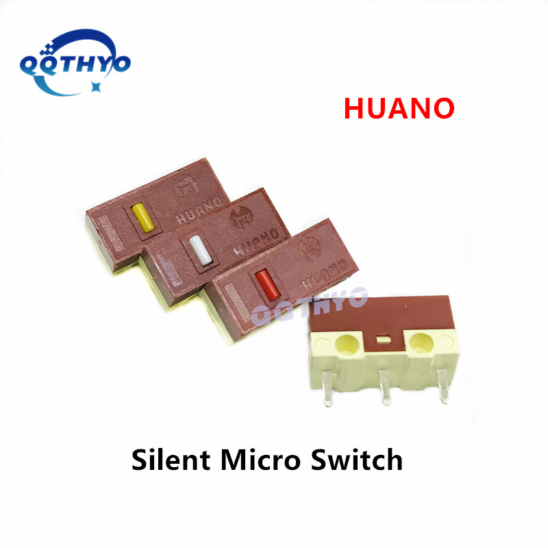 Бесшумный микропереключатель HUANO, красная точка, 3 миллиона/белая точка, 10 миллионов/желтая точка, 20 миллионов раз, клик, кнопка отключения звука мыши