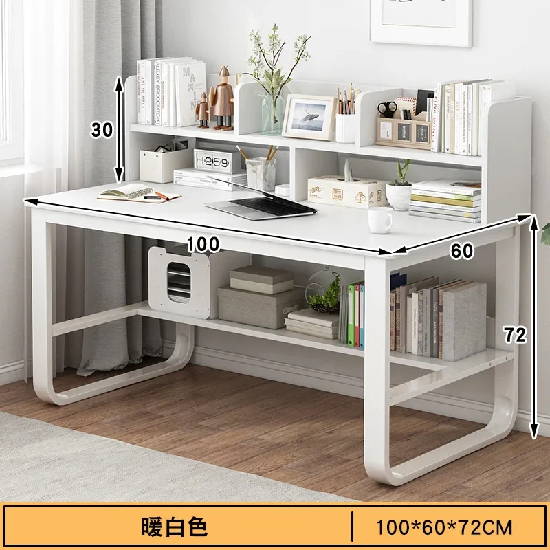 Mesas simples para computador de escritório com estante, mesa de escrita 100 cm, 120 cm, 140cm