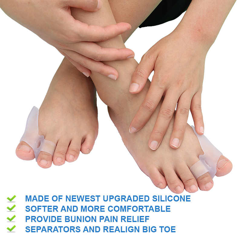 Pexmen 2/4Pcs Gel Bunion Cushions Protectors Sport Bunion Pad Toe Spacer set Bunion Corrector with Separator for Big Toe