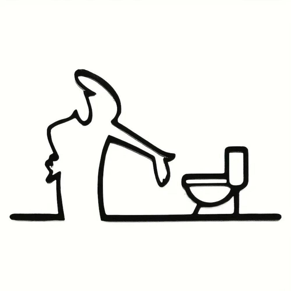 2D Flat, High-Quality 2D Flat Metal Self-with holes, Black Frame Modern Home Decor for Bathroom - Easy to Install Wall Art