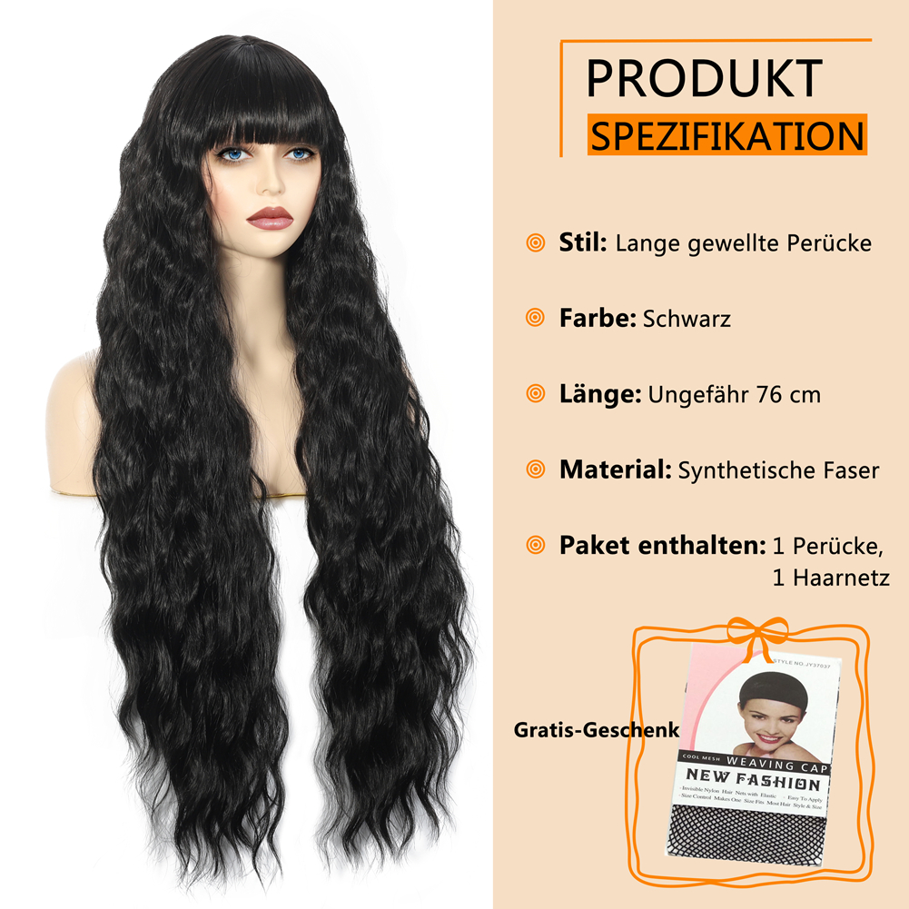 ロングストレート黒ウィッグ前髪付き合成ウィッグ女性のための耐熱髪ロリータレッド Pelucas 日常コスプレ使用