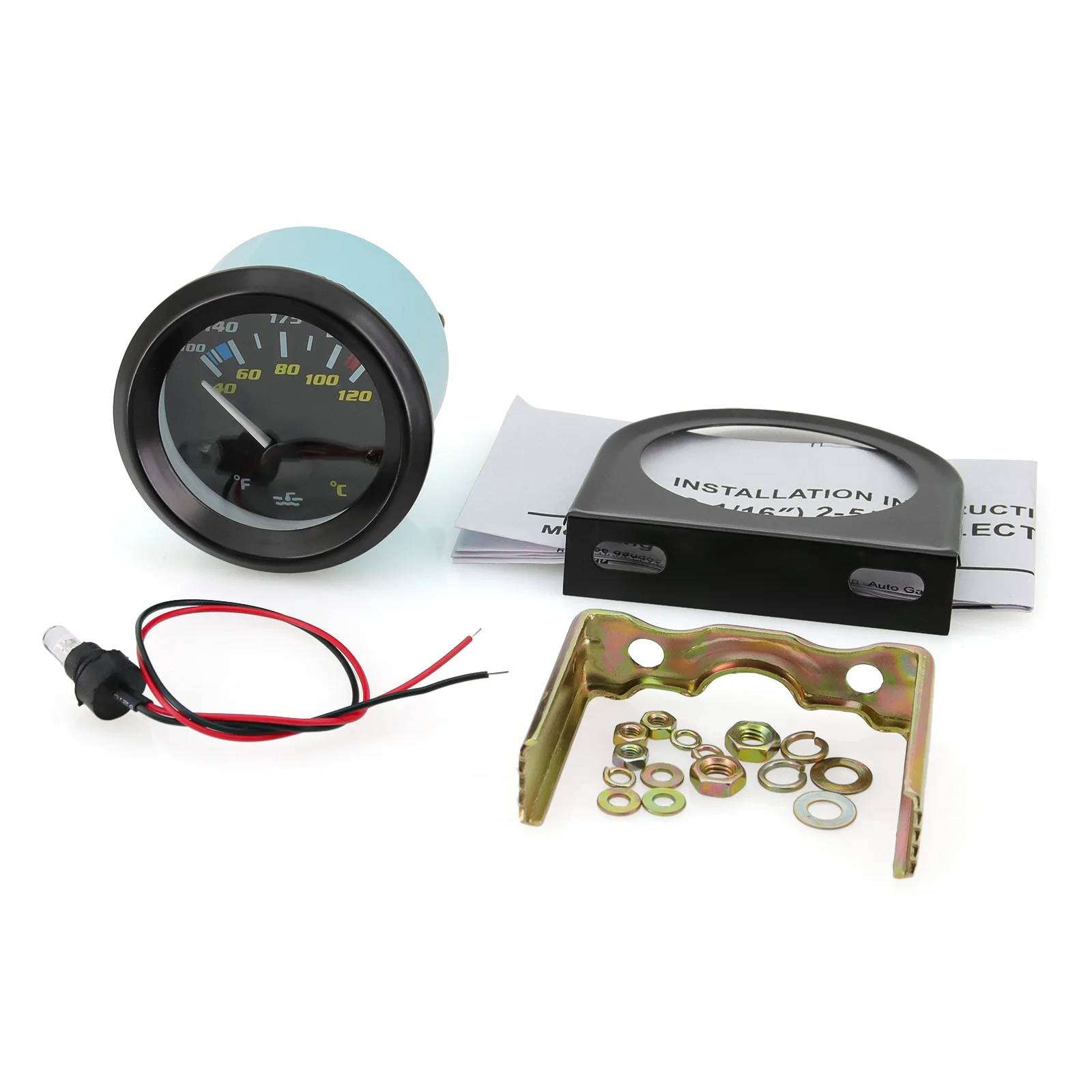 ブラケットポッドホルダー付きカーメーター、52mm、黒、水温、オイルプレス、オイルプレス、ボルト、燃料レベルゲージ、ガソリンカー、12v