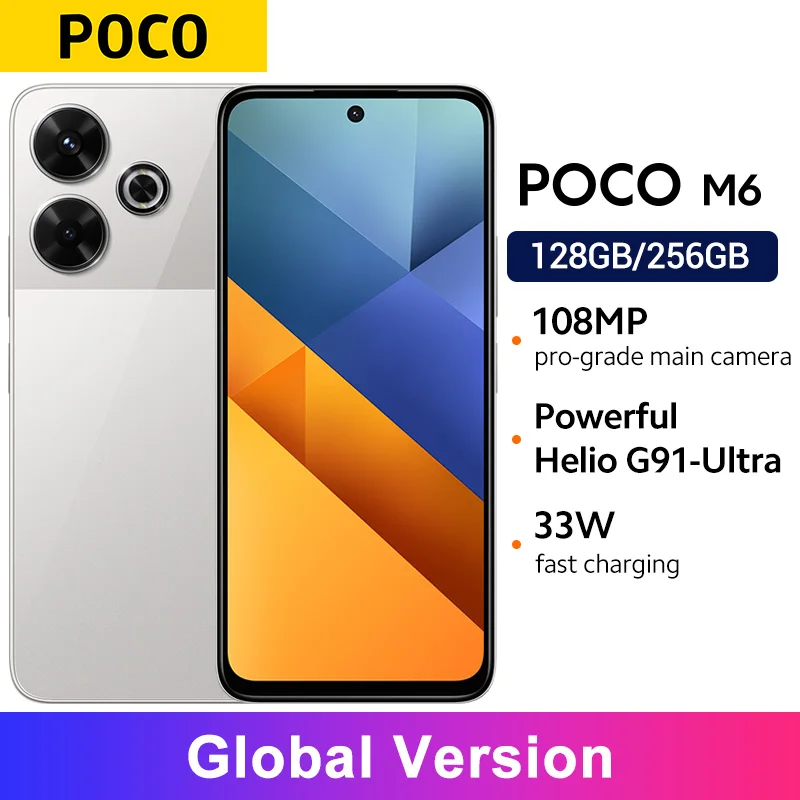 POCO M6 4G Smartphone Global Version Helio G91 Ultra 33W fast charging 6.79" 90Hz FHD+ display 108MP camera